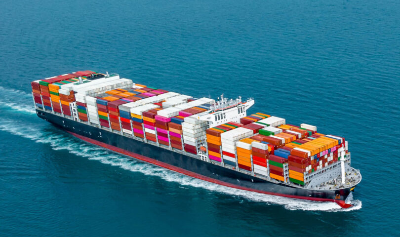 Commercial shipping: containers being worked