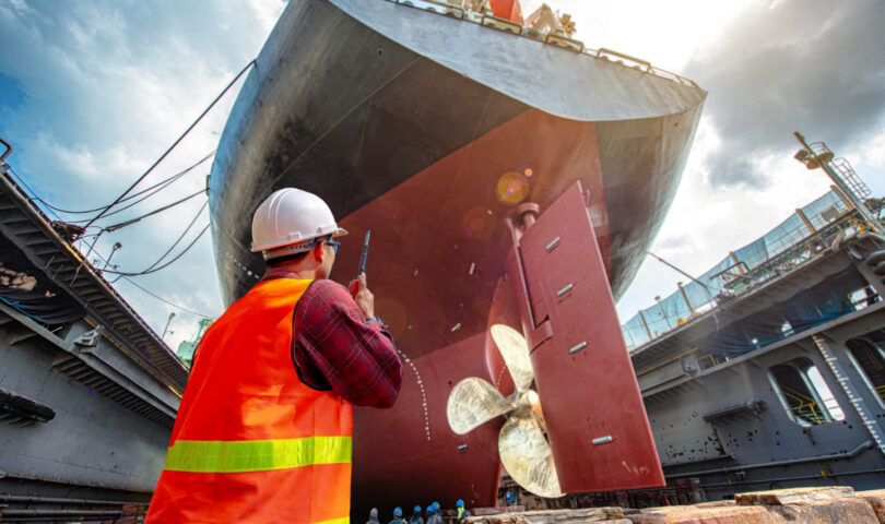 Ship building and repair in dry dock